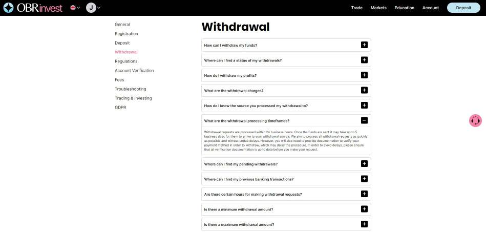 OBRinvest Withdrawal FAQ 